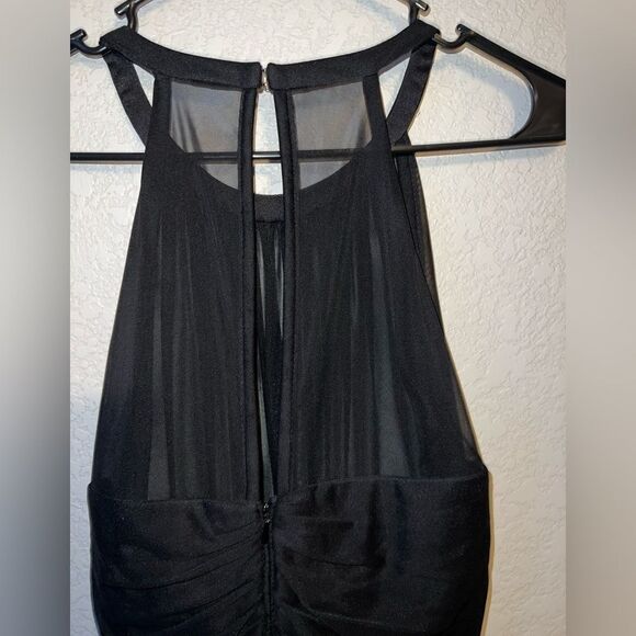 NWOT- David's Bridal Black Sleeveless Long Mesh Dress Illusion Neckline SIZE 10 - Picture 5 of 9